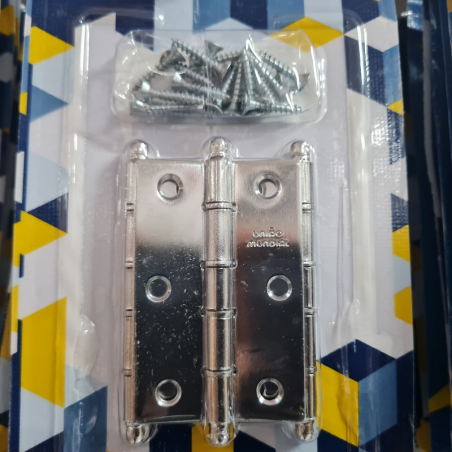 Dobradiça Aço Cromado 3" com 4 anéis com 3 unidades FCR - União Mundial