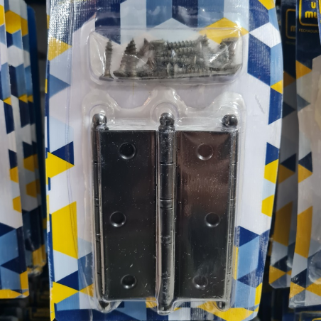 Dobradiça Aço Cromado 3.1/2" com 4 anéis com 3 unidades FCR - União Mundial