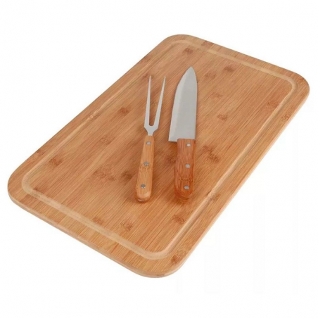 Conjunto para Churrasco 3 Peças Bamboo Tábua Retangular 30X50cm - MOR