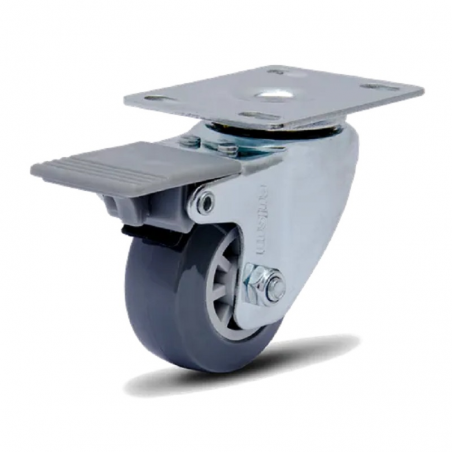 Rodízio Giratório 4 Polegadas Placa e Freio PVC Cinza - Colson