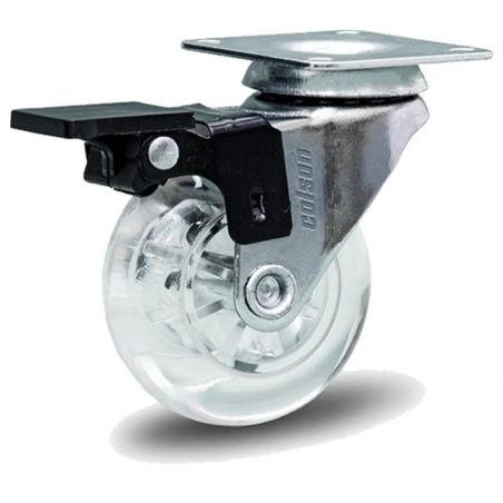 Rodízio Giratório 210 com Placa, Freio e Roda PVC Gel - Colson