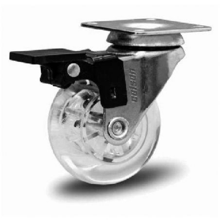 Rodízio Giratório 1.3/8 com Placa, Freio e Roda de GEL 3905 - Colson