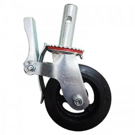 Rodízio Giratório 6X2 com Espiga, Freio e Roda de Ferro com Borracha - Colson