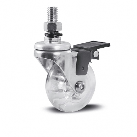 Rodízio Giratório 210 com Espiga, Freio e Roda Gel Cristal - Colson