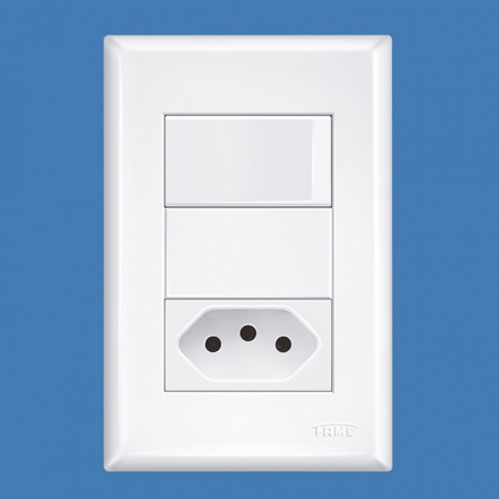 Interruptor Simples + Tomada Padrão 2P+T 20A Evidence 2918 - Fame