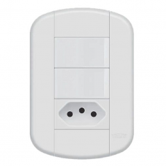 2 Interruptores Simples + Tomada Padrão 2P+T 10A Blanc - Fame