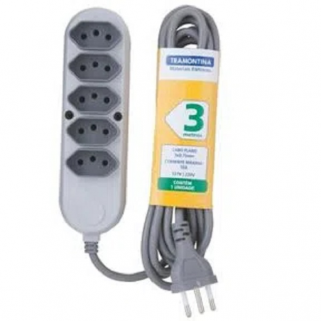 Extensão 5 Tomadas 2P+T 10A/250V 3mt - Tramontina