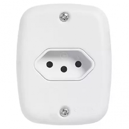 Tomada 2P+T 10A 250V Sobrepor Plus Branca - Pluzie