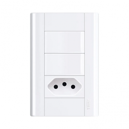 Interruptor 2 Teclas Simples + 1 Tomada Padrão 2P+T 10A Modulare 1441 - Fame