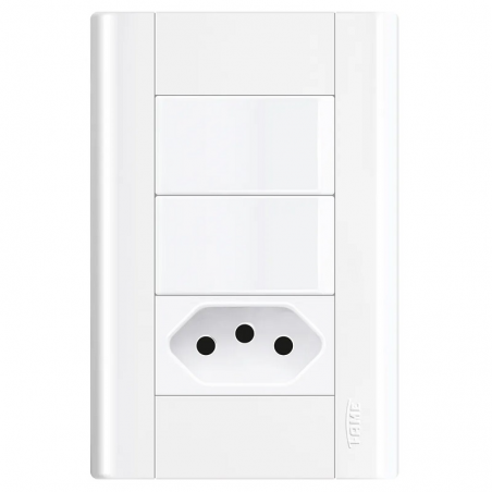 Interruptor 2 Teclas Simples + Tomada Padrão 2P+T 20A com Placa Modulare 1442 - Fame