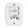 Interruptor 2 Teclas Simples + Tomada 2P+T 20A Branco - Pluzie