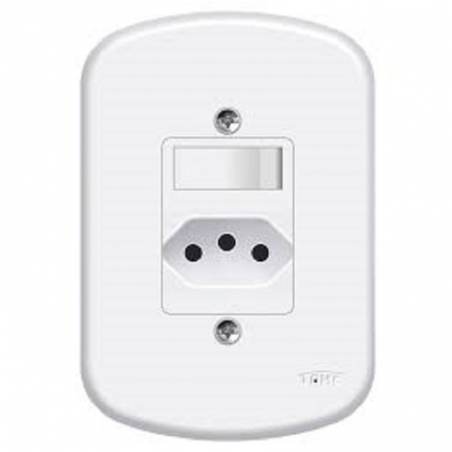 Interruptor Simples 10A + 1 Tomada 2P+T 10A com Placa 1357 - Fame