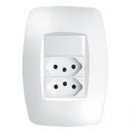 Interruptor Simples 16A + 2 Tomadas 10A Elegance 3539 - Fame