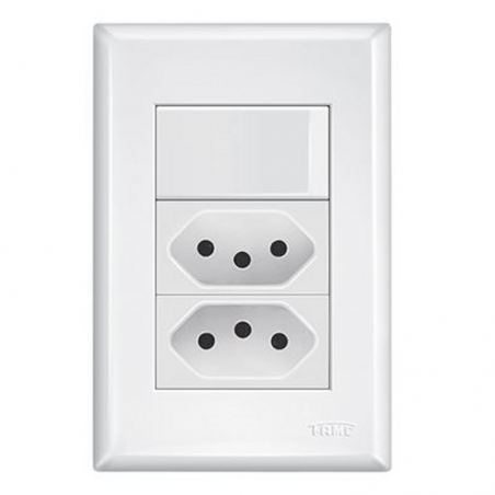 Interruptor Simples 16A + 2 Tomadas 10A Evidence 3533 - Fame