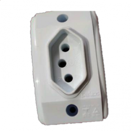 Tomada 2P+T Sobrepor 20A 250V Branca - Perlex