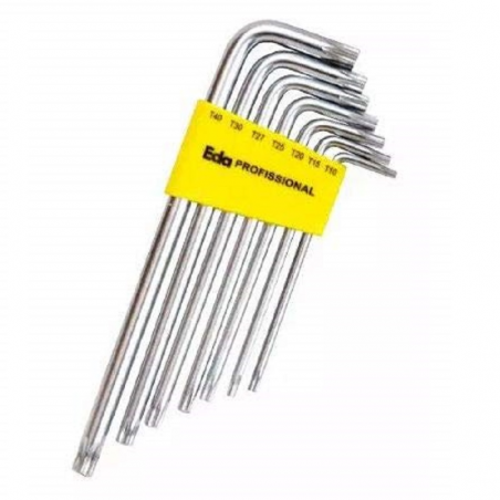 Chave Torx L com 7 Peças T-10 a T40 - Eda