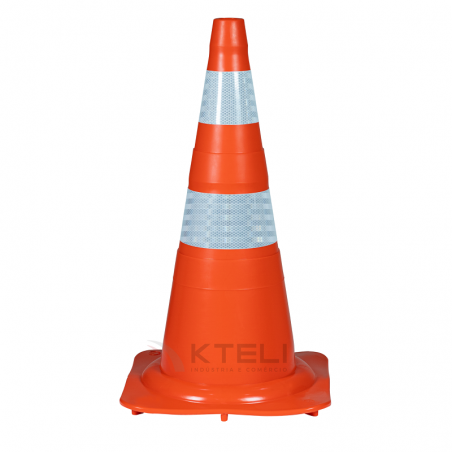 Cone Rígido 75cm Laranja com Faixa Reflexiva - Kteli