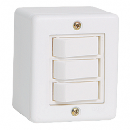 Interruptor Triplo 3 Teclas Simples de Sobrepor 6A 250V - Ilumi