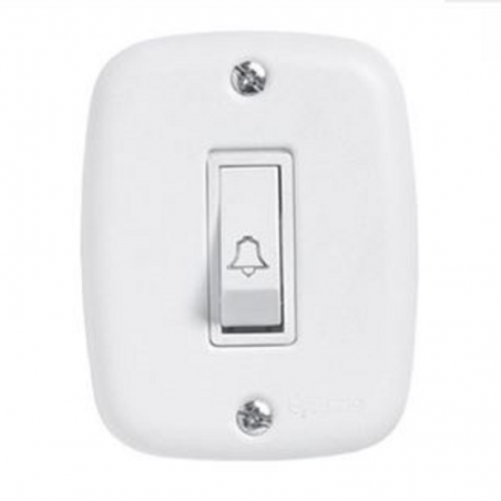 Pulsador para Campainha 10A Sobrepor com placa Branca - Pluzie