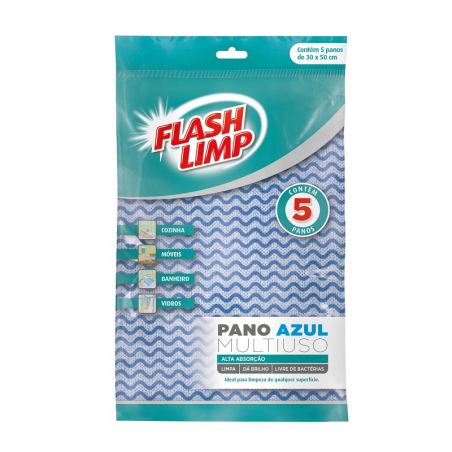Pano Azul Multiuso 5 peças - Flashlimp