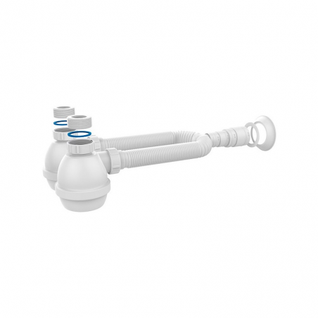 Sifão Copo Duplo Universal Branco para Pias e Tanque de Lavar - Blukit