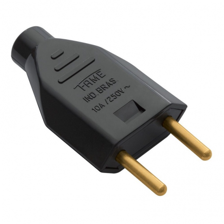 Plug Pad Bipolar 2P 10A Preto 2140 - Fame