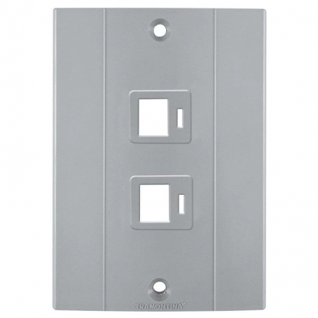 Tampa para 2 Posto para Condulete 2P RJ45 Cinza Escuro Plastibox - Tramontina