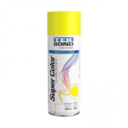 Tinta Spray Super Color Amarelo Fluorescente com 350ml/250g - TEKBOND