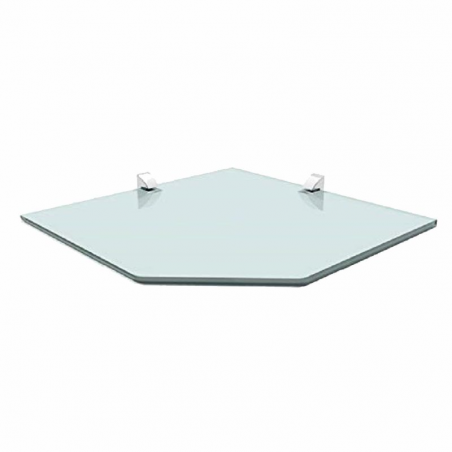 Prateleira Vidro Recorte com Suporte Cromado 25x25cm - Prat-k