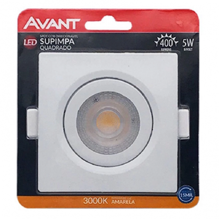 Led Spot Supimpa Quadrado 5W Amarelo 3000K - Avant