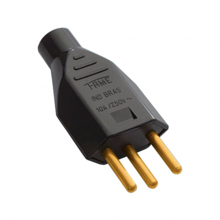 Plug Padrão 2P+T 10A Preto 2142 - Fame