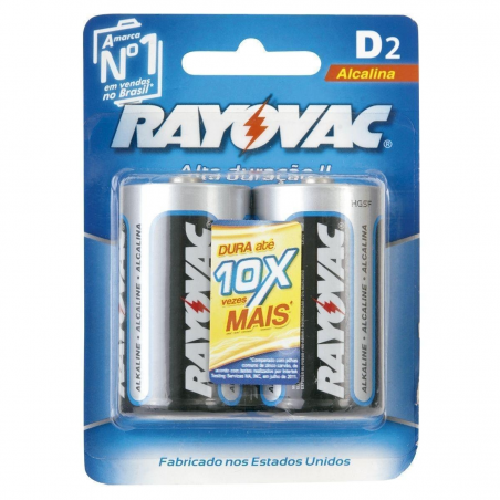 PILHA ALC D GRANDE C/2UN RAYOVAC UN