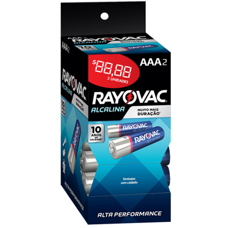 Pilha Alcalina AAA com 2 unidades - Rayovac