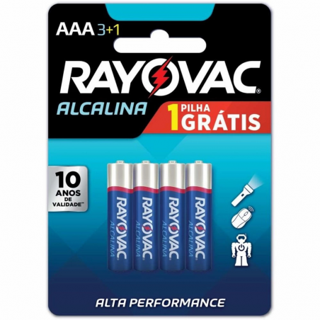 Pilha Alcalina AAA L4P3 4 unidades - Rayovac