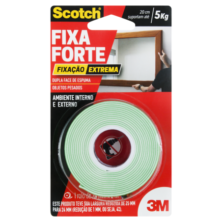 Fita Dupla Face 24mmX2m Fixa Forte - 3M