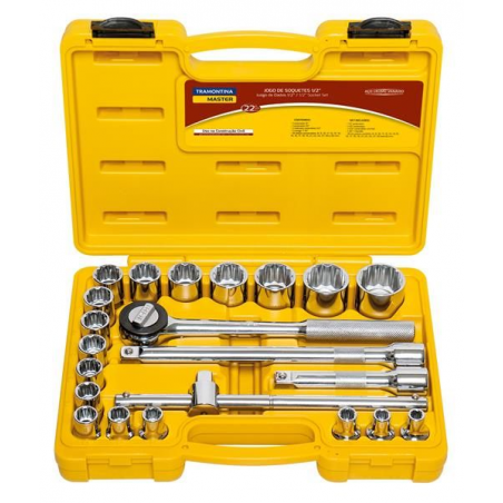 Maleta com Soquetes e Acessórios 1/2 com 22 peças - Tramontina