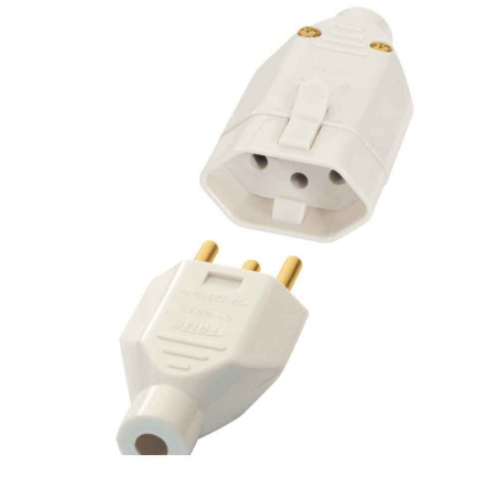 Plug Tomada Padrão 2P+T Tripolar Macho e Fêmea 10A Cinza 1918 - Fame