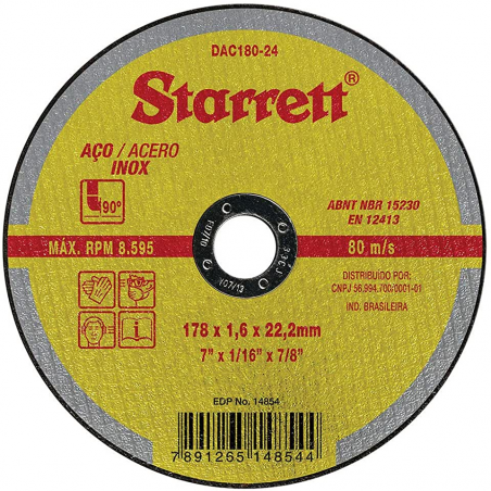 DISCO ABRAS CORTE 178X1,6X22MM STARRETT UN