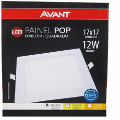 Led Painel Pop de Embutir Quadrada 17x17 12W Bivolt - Avant