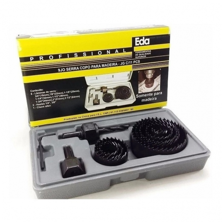 Jogo Kit Serra Copo 11 Pc Madeira Gesso Plástico Mdf 19-64mm EDA
