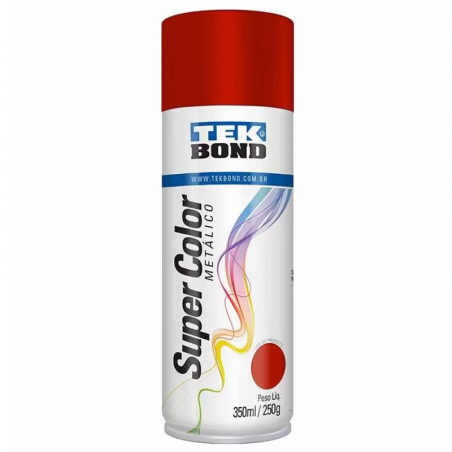 Tinta Spray Super Color Vermelho Metálico com 350ml/250g - TEKBOND