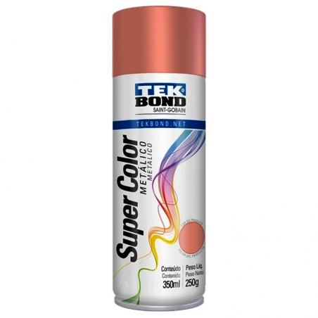 Tinta Spray Super Color Rose Gold Metálico com 350ml/250g - TEKBOND