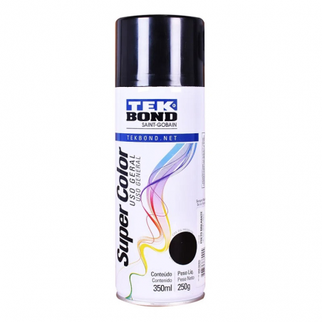 Tinta Spray Super Color Preto Brilhante com 350ml/250g - TEKBOND