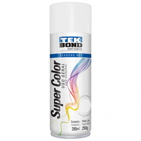 Tinta Spray Super Color Branco Fosco com 350ml/250g - TEKBOND