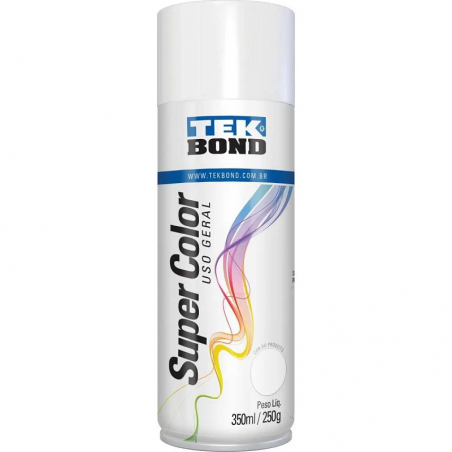 Tinta Spray Super Color Branco Brilhante com 350ml/250g - TEKBOND