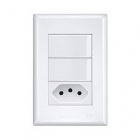 2 Interruptor Simples + 1 Tomada 2P+T 10A Evidence 2921 - Fame