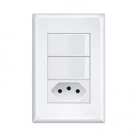 2 Interruptores Simples + 1 Tomada Padrão 2P+T 20A Evidence 2 Seções 2922 - FAME