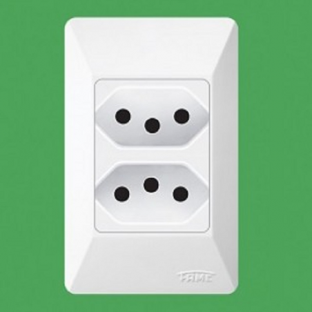 2 Tomadas Padrão 2P+T 20A com Placa Sistema Externo 1408 - Fame