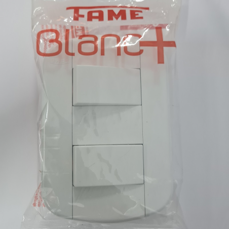 2 Interruptor Simples 16A com Placa 250V Distanciados Blanc - Fame