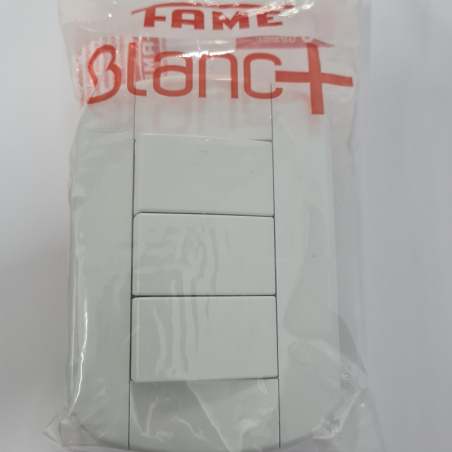 3 Interruptores Simples 16A com Placa 250V Blanc - Fame